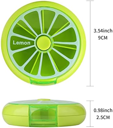 Portable Mini 7 Day Weekly Circular Shape Rotary Cute Fruit Style 3-Compartment Pill Organizer Box (Mixed Color)