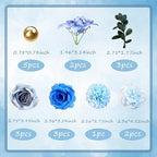 Boho Cake Toppers Blue Flower Cake Topper Artificial Rose hydrangea Cake Decorations for Women Girl Lady Birthday Party Wedding Baby Shower Boho Flower Theme Party Supplies (Style 2)