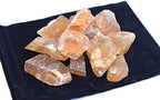 Rough Honey Calcite Stones with Velvet Bag (1 Pound)
