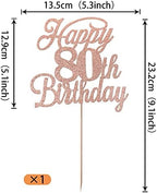 Rsstarxi 1 Pack Happy 80th Birthday Cake Topper Glitter 80 & Fabulous Cheers to 80 Years Old Birthday Cake Pick for Celebrating 80th Birthday Anniversary Party Cake Decorations Supplies Rose Gold