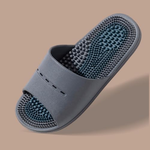 Acupressure Massage Slippers Acupressure Foot Massager Shoes Reflexology Sandals Gift for Men Women Reduce Feet Neuropathy Pain Relief and Tension (Dark Gray,US Women 9.5-10/ Men -8.5)