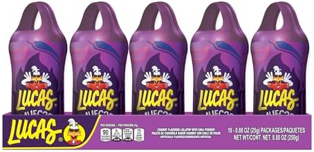 Lucas Muecas Lollipop Chamoy Flavor Candy, 0.96oz - 10 Pieces Pack for Treats, Snack, Parties, Piñatas – Chamoy Lollipop great for Easter Baskets