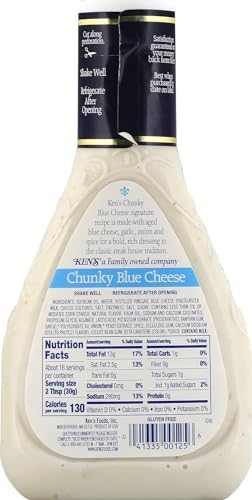 Ken's Steak House Chunky Blue Cheese Dressing - 16 fl oz, Pack of 4, Bundled With V2U Utensil Set