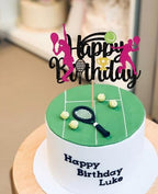 Women's Tennis Cake Topper for Girls Tennis Happy Birthday Cake Toppers Decorations Glitter Girl Tennis Theme Birthday Party Supplies