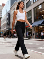 Womens Track Pants with Zipper Pockets Loose Straight Leg Sweatpants, 28/30/32/34 Inseam, Petite/Regular/Tall