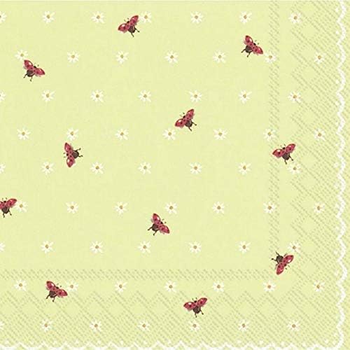 IHR 20 Luxury Paper Luncheon Napkins- Little Ladybirds (Mint)