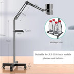 McbeAn Foldable Floor Book Holder, Book Stand for Bedsid, with Universal Wheel Design and Storage Tray, Flexible Angle Adjustment, for Mobile, IPad Cookbooks, Textbooks, Magazines