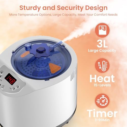 Sauna Steamer Machine, 3L Portable Sauna Steamer, 1200W Sauna Heater, Indoor Sauna Steamer Pot with Remote Control, 15 Heating Levels, Timer, Steam Generator for Sauna, Home Spa Sauna Accessories