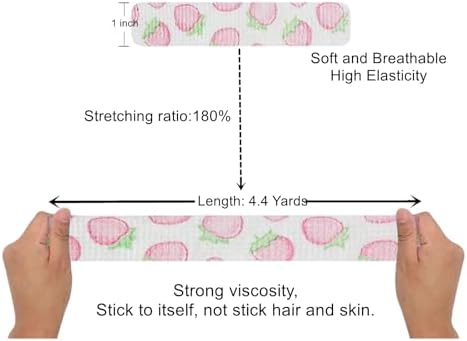 6 Rolls Self Adhesive Bandage Wrap Tape Tattoo Grip Tape Adherent Vet Wrap Elastic Cohesive Bandage for Sports, Finger Wrist