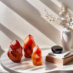 Natural Red Agate Flame Shaped Stone Quartz Reiki Energy Healing Crystal, Polished Gemstone Tower for Home Office Decor, 0.8-1 LB