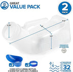 Unisex Urinal Bottle (2 Pack) - Portable Urinal for Women & Men - Female Urinal with Lid - 32 Oz Female Urination Device - Women Pee Funnel Cup for Emergency, Travel, Car & Camping - Stock Your Home