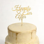 Happily Ever After Cake Topper-Acrylic Gold Wedding Cake Decorations for Wedding,Engagement,Bridal Shower,Vow Renewal,Anniversary Party Decoration Supplies