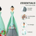 Vigar Mini Broom and Dustpan Set, Small Broom and Dustpan Set for Dust, Pet Hair, Car, and Crumb, Perfect for Home and Camping Essentials, Turquoise