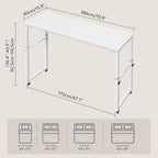 MAHANCRIS Overbed Table with Wheels, Mobile Bed Desk for Queen Size, 36"-43.5" Adjustable Height Rolling Table, Recliner Desk, Mobile Cross Bed for Bedroom, Living Room, Office, White MTWT18001
