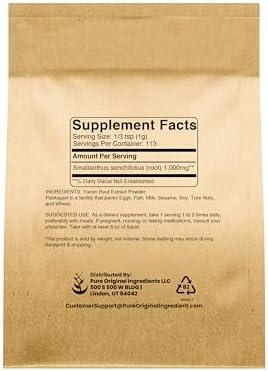 PURE ORIGINAL INGREDIENTS Yacon Root Extract (4 oz) Always Pure, No Fillers or Additives, Herbal Supplement Powder