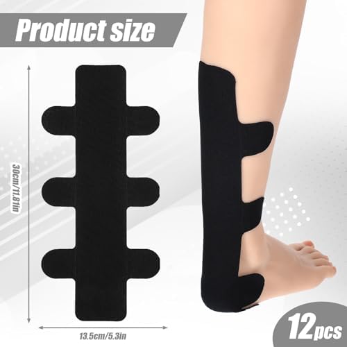 12Pcs Precut Achilles Tendonitis Kinesiology Tape, Achilles Tendon Ankle Tape, Waterproof Breathable Athletic Heel Support Tapes, Elastic Sports Patch Strips for Muscle Recovery and Stability