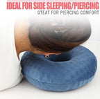Ear Piercing Pillows for Side Sleeper with Ear Hole CNH Piercing Pillows Support Head Neck Ear Pain Relief Ear Pressure Sore Side Sleeping Ear Guard, Minky Dot Denim Blue