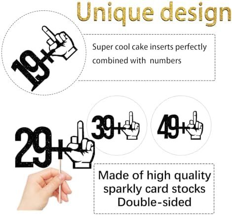 39 + 1 Glitter Black Cake Topper - 40th Birthday Cake Decorations, Perfect for Birthday Party & Anniversary (39+1)