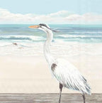 IHR Ideal Home Range Cocktail Napkins Disposable 3-Ply Paper Party Napkin Pack, 5" x 5", Egret On The Beach, 20-Count