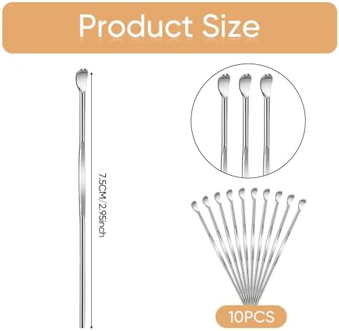 10 Pcs Metal Ear Cleaner Stainless Steel Ear Pick Portable Metal Earwax Curette Ear Cleaner Tool for Adult