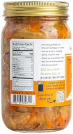 Certified Organic, Raw, Vegan Kimchi - High in Probiotics - Vegan/Paleo/Keto Friendly 16oz Glass Jar - Wise Goat Organics