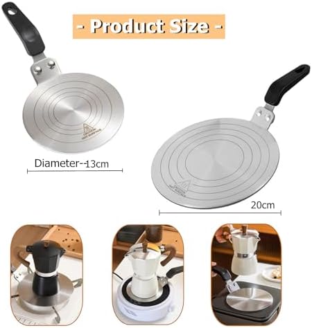 Heat Diffuser Plate,13cm Stainless Steel Gas Stove Diffuser Plate, Cooktop Heat Diffuser Cooking Induction Adapter for Moka Pot, Coffee Cookware (5 inch)