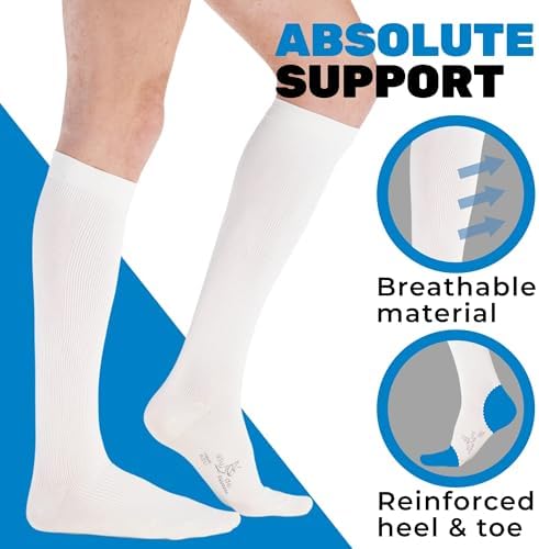 ABSOLUTE SUPPORT Cotton Compression Socks for Women & Men 20-30 mmhg Knee High