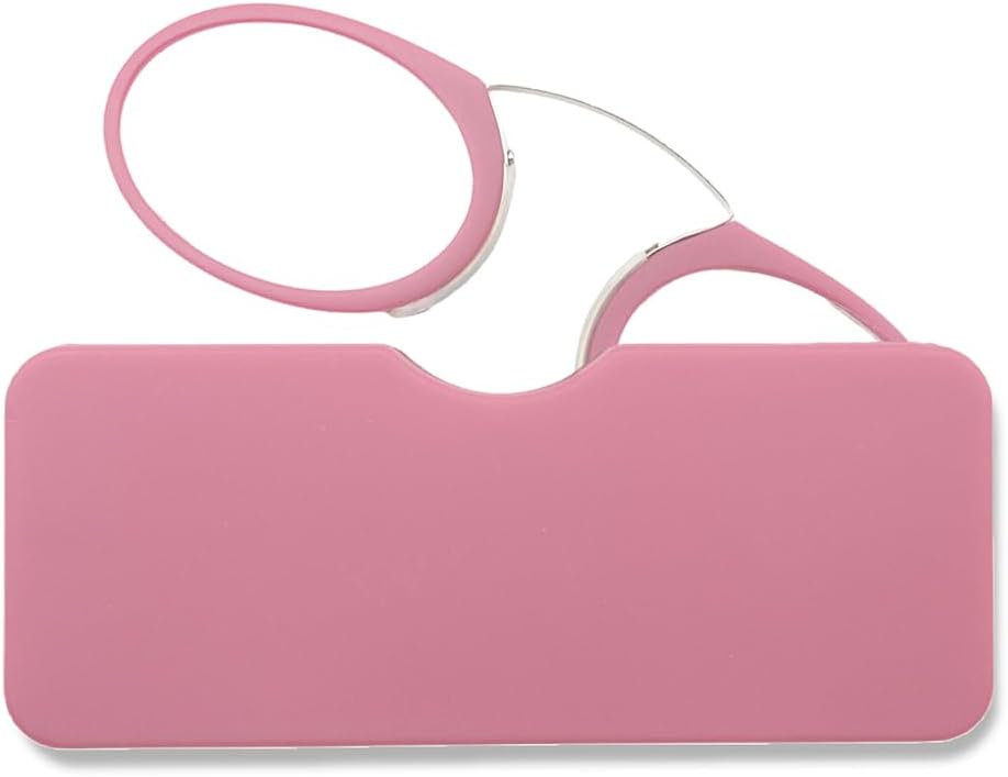 Mini Armless Reading Glasses for Men Women Slim Thin Clip on Nose Readers with Small Portable Case