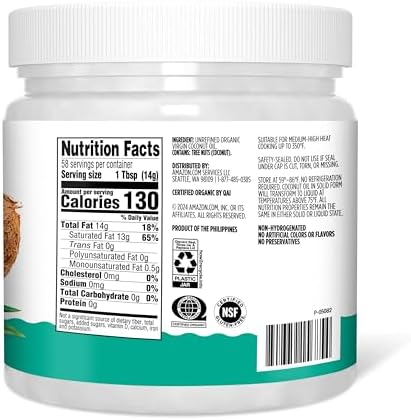Amazon Grocery, Organic Virgin Coconut Oil, 30 Fl Oz