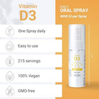 Vitamin D3 Spray 4000 IU (215 Servings) - High Absorption, Vegan, Supports Bone & Immune Health, Calcium Absorption - Daily Oral Vitamin D Spray