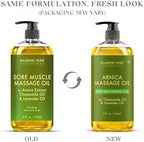 MAJESTIC PURE Arnica Sore Muscle Massage Oil for Massage Therapy - Refreshing and Relaxing - Natural Oils with Lavender & Chamomile Essential Oils - All Skin Types - Men & Women Massage Lotion-8 fl oz