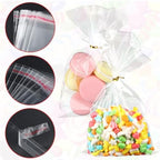 200Pcs Cookie Bags 5x8 Inches Self Sealing Cellophane Bags Plastic Resealable Clear Cookie Bags with Twist Ties for Cookies Packaging Candy Treat Party Favors Bag