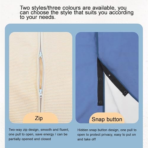 Adjustable Urine Leakage-Proof Skirt Waterproof Washable Incontinence Bed Pads for Adults Elderly Disabled Adjustable Waist Skirt Style Brown Light Blue Blue (Button or Zip) - M L XL(Blue-Button,M)