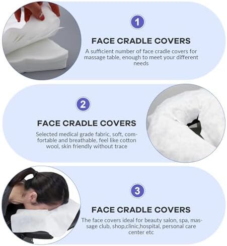 100PCS Upgrade Disposable Face Cradle Covers, Medical-Grade, Ultra Soft, Luxurious, Non-Sticking Massage Face Covers, Large Disposable Headrest Covers for Massage Tables and Massage Chairs