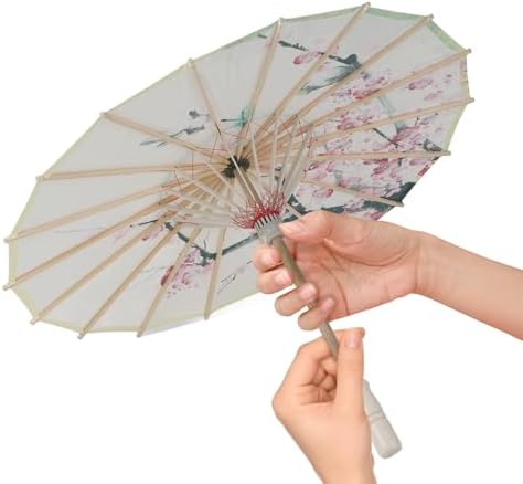 Chinese Japanese Oiled Paper Umbrella,Handmade Oiled Papers Umbrellas Parasol Plum Blossoms Umbrella for Wedding Decor Art Party Photography Props Classical Dance Costume Cosplay Decoration