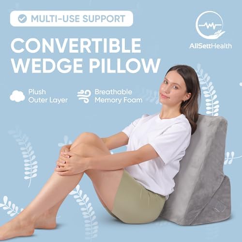 AllSett Health Adjustable Bed Wedge Pillow for Sleep Apnea, 7 in 1 Body Positioner Bed Wedge Pillow for Sleeping, Acid Reflux Pillow, GERD, Anti Snore Sleep Apnea Pillow, Heartburn