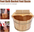 Wooden Foot Massage Tub, Bucket with Massage Roller, Relaxing Foot Spa, Portable Home Use