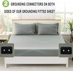 Grounding Sheets King 25% Silver Fiber 75% Organic Cotton with Outlet Tester and Test Pen, Grounded Bed Sheet Kit Earth Connected Bedding for Bed (Gray, King)