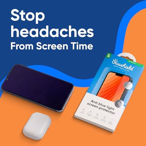 Ocushield Anti Blue Light Tempered Glass Screen Protector for iPhone 13 Pro Max | iPhone 14 Plus - Protect Your Eyes, Reduce Migraines & Improve Sleep
