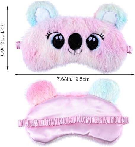 2 Pcs Plush Eye Mask Soft Sleeping Blindfold Eye Cover Comfortable Cute Animal Sleeping Mask Satin Nap Night Eyeshade Cover for Women Men Gift (Colorful, Koala Style)