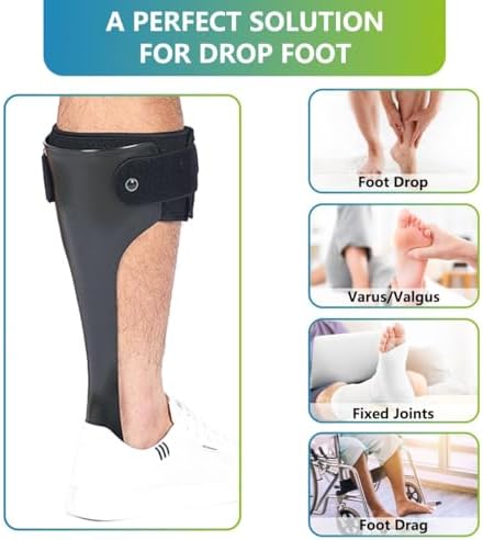 Komzer AFO Drop Foot Brace, Medical Ankle Foot Orthosis, Lightweight Foot Support Stabilizer, Drop Foot Postural Correction Brace for Men and Women (L-Left)