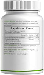 Ceylon Cinnamon with Chromium 1000mcg, 240 Capsules | Active Inner Bark Extract, True Sri Lanka Source | Natural Cinnamon Supplements