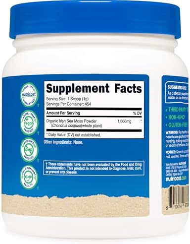 Nutricost Organic Irish Moss Powder (1 LB) - Gluten Free, Non-GMO, Vegetarian Friendly