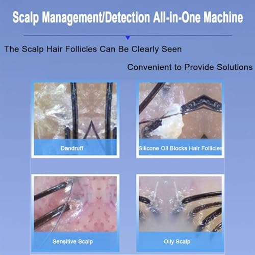 Hair Analyzer for Skin Diagnosis, 7 Inch Scalp Detector, Multifunctional Hair Follicle Analysis Machine, with 7 Handles