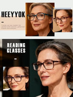 HEEYYOK 1.5 Reading Glasses for Womens Wide Ladies Reading glasses Large Women Readers tortoise Oversized Rectangular Comfort Spring Hinge 4 Pack