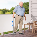 Stainless Steel Walking Stick with 4 Feet, Extendable Crutches for The Elderly Adjustable Walking Aid Stick for Men and Women Nonslip Trekking Pole for Mobility Support