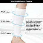 Calf Compression Sleeves for Men & Women (20-30mmhg) - Leg Compression Sleeve for Running, Cycling, Shin Splints Support, Relieve Legs Pain, Travel (One Pair)(White,Medium)
