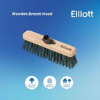 Elliott 29cm Green PVC Fibre Broom Head with Stiff Synthetic Bristles – Heavy Duty, Ideal for Outdoor use, Workshops, Warehouses and Gardening