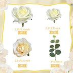 Flower Cake Toppers Boho Cake Toppers White Rose Flowers Leaves Cake Decorations for Girl Women Birthday Wedding Bridal Party Supplies