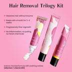 Trilogy Kit for PCOS Facial Hair Removal for Women - Clinical Grade Hair Remover for Women Chin Upper Lip - 3 Step System Lasts 3-4 Weeks - Soothing Gel with Aloe Vera & Vitamin E